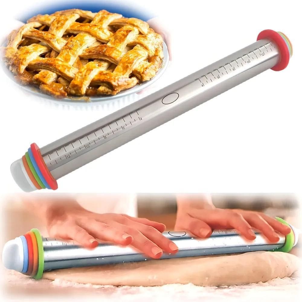 2X Rolo De Massa Inox Ajustável Com Medidas Confeitaria Cozi