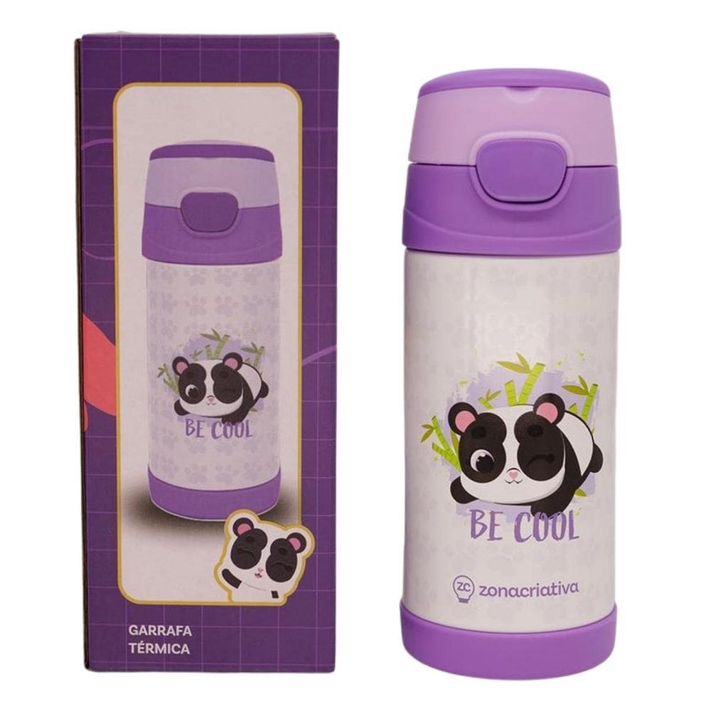 Garrafa Térmica Top Handle 350Ml Panda Zona Criativa