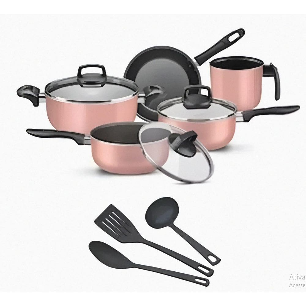 Jogo 8 Pç Panela Antiaderente Teflon Rose