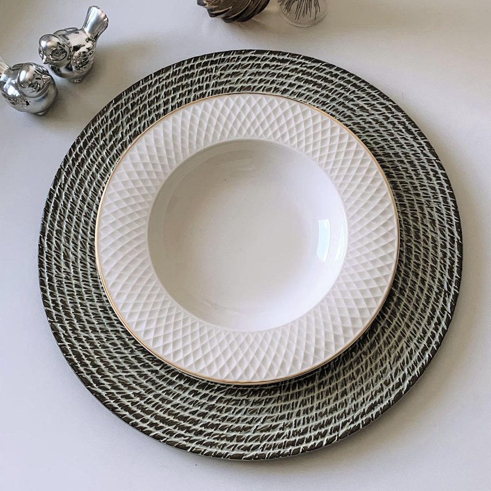 4 Sousplat Redondo Mesa Posta Plástico Alto Padrão Bia Bg