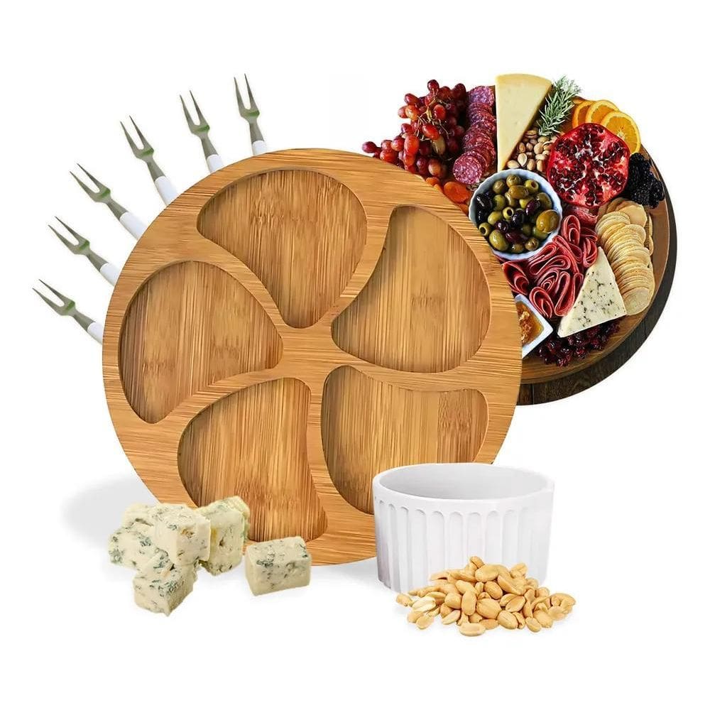 Kit Petisqueira + 6 Garfinhos + Ramekim Molheira Cor Marrom