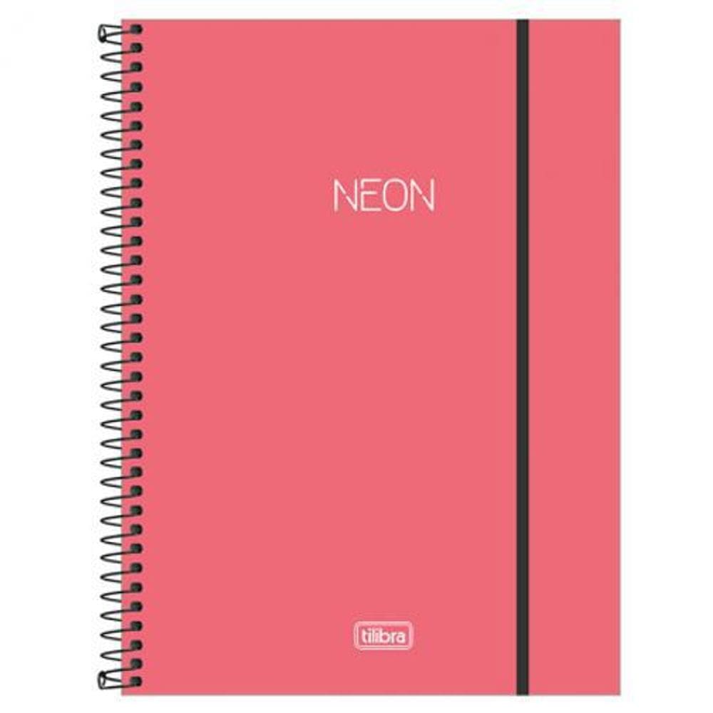 Caderno Capa Plástica Universitário 10X1 Neon Coral 160 Fls