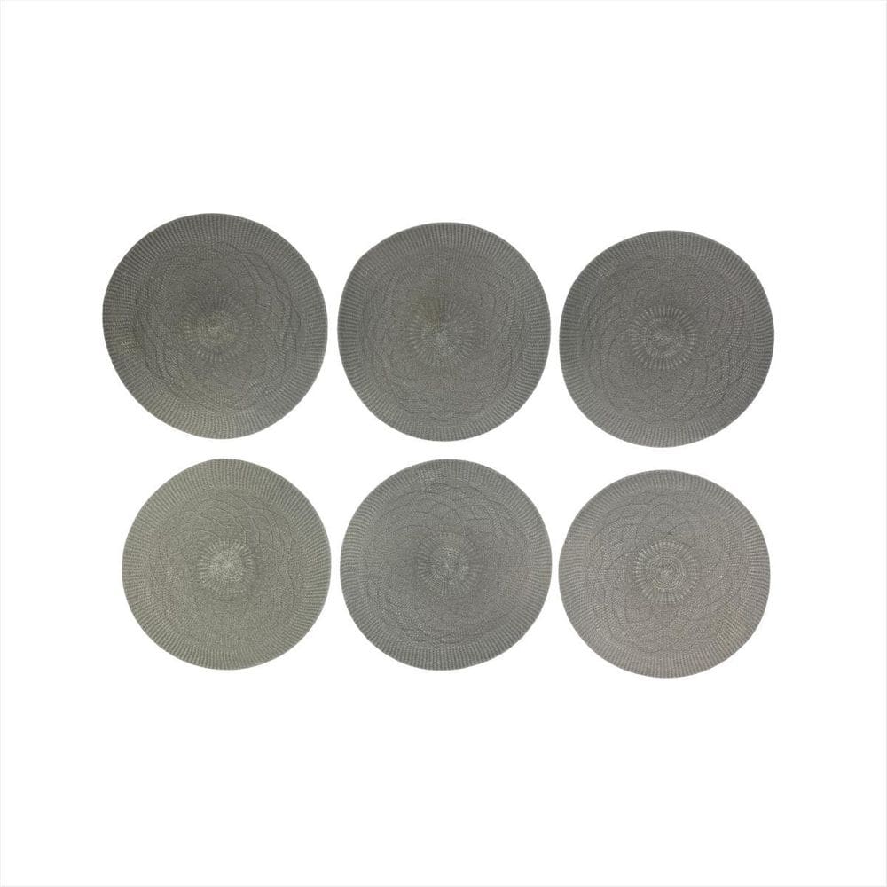 Kit 6 Peças Souspla Mesa Posta Descanso Pratos Cinza Claro