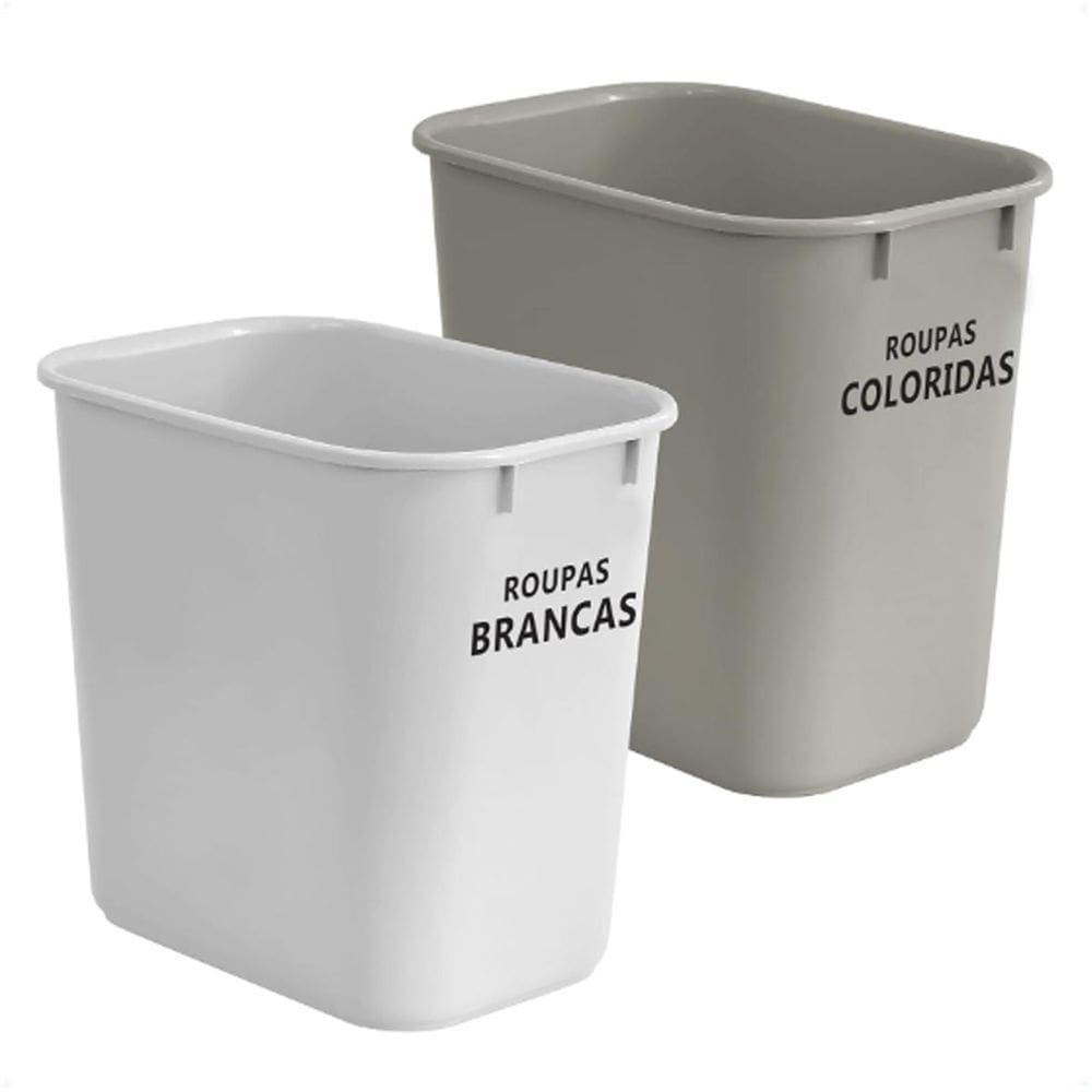 2 Cestos Organizadores De Roupas Sujas 24L Branco E Gelo