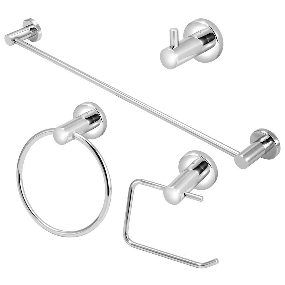 Kit Acessórios Banheiro Luxo Completo Metal Cromado 4 Peças