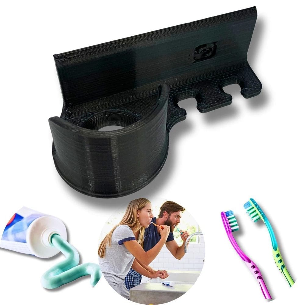 Suporte Gftech 2 Escovas E Pasta De Dente Parede - Preto