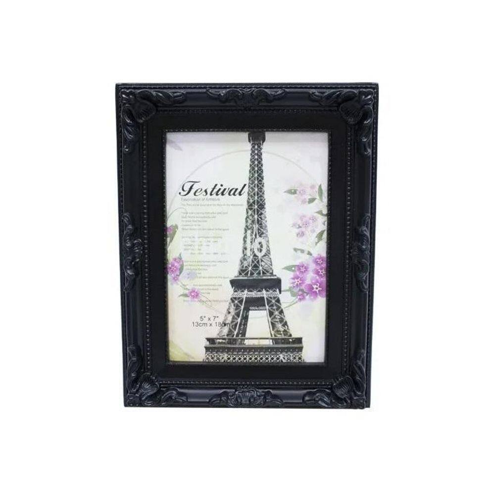 Porta Retrato De Plástico Europeu Preto 1 Foto 10X15 Cm