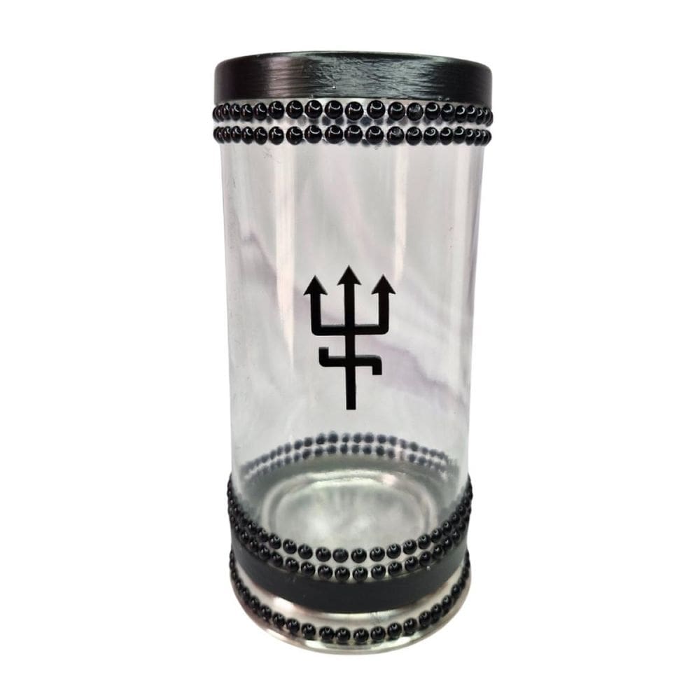 Porta Vela 7 Dias 18Cm Vidro Exu Preto + Presente