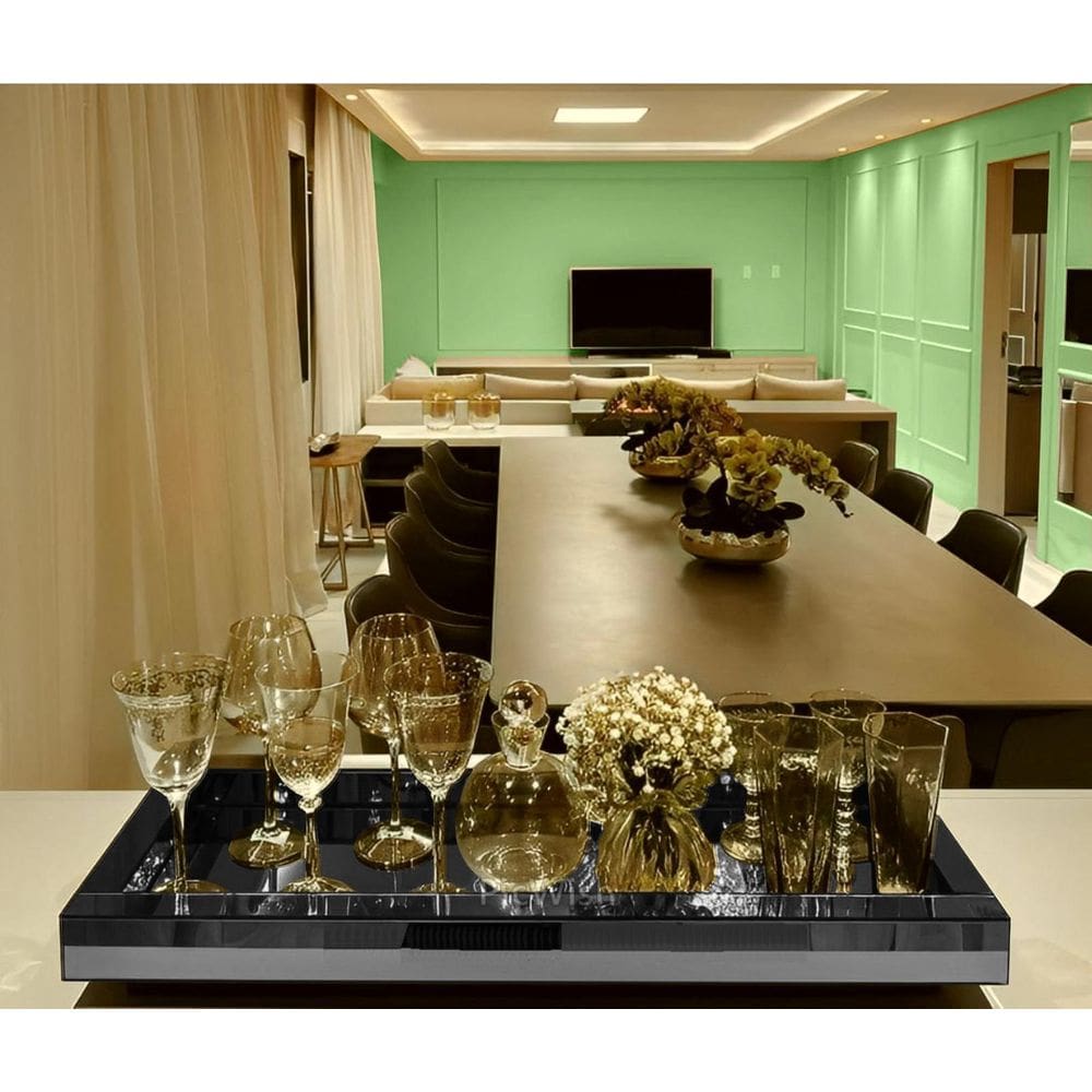 Bandeja Espelho Fumê Decoração Sala Mesa 50X25