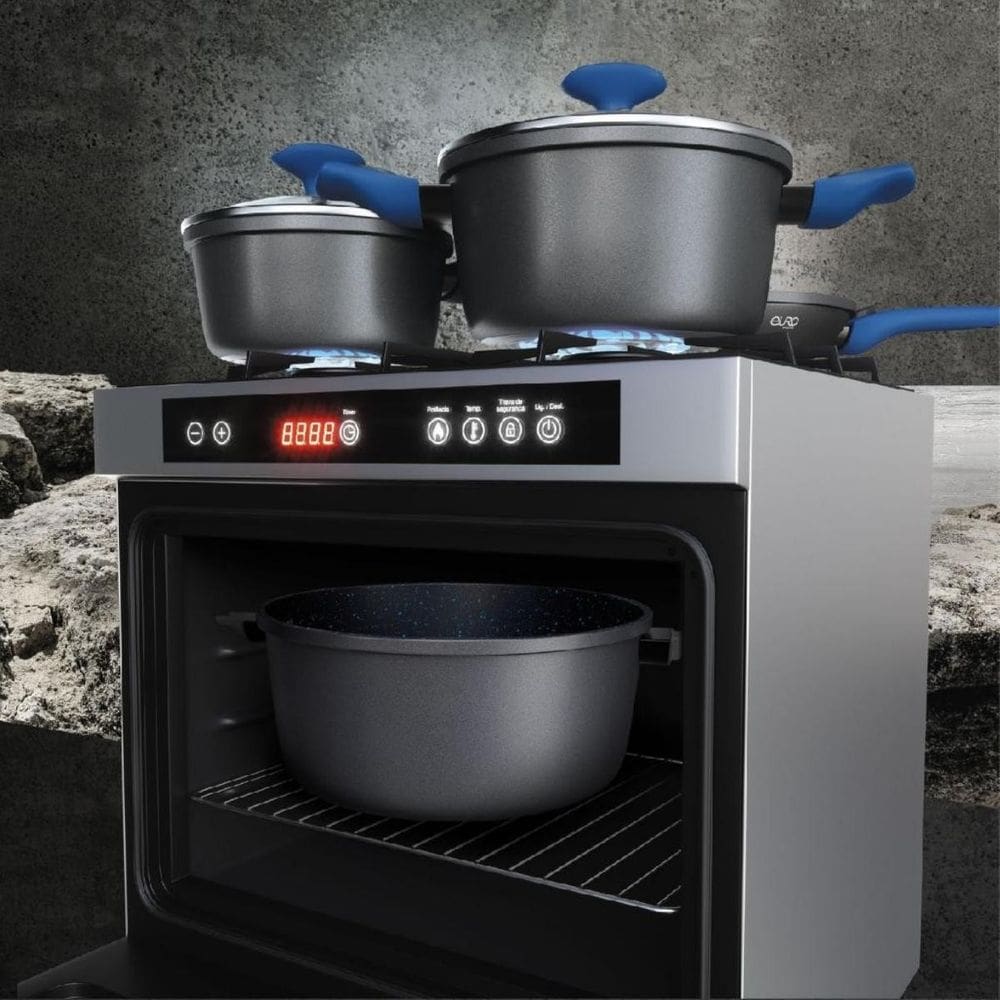 Conjunto Panelas Cerâmica Elegante Cor Azul Presente Natal