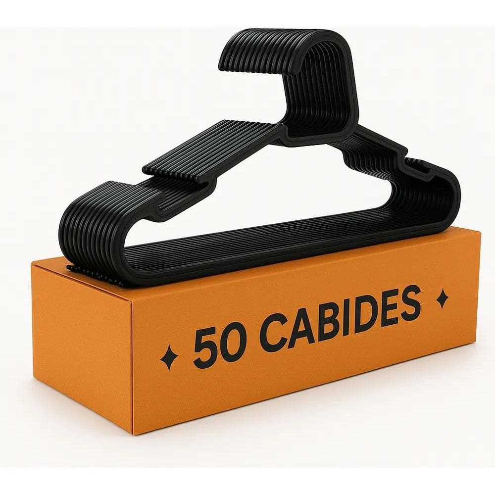 2X Kit 50 Cabide Adulto Preto Reforçado Organizador Combate