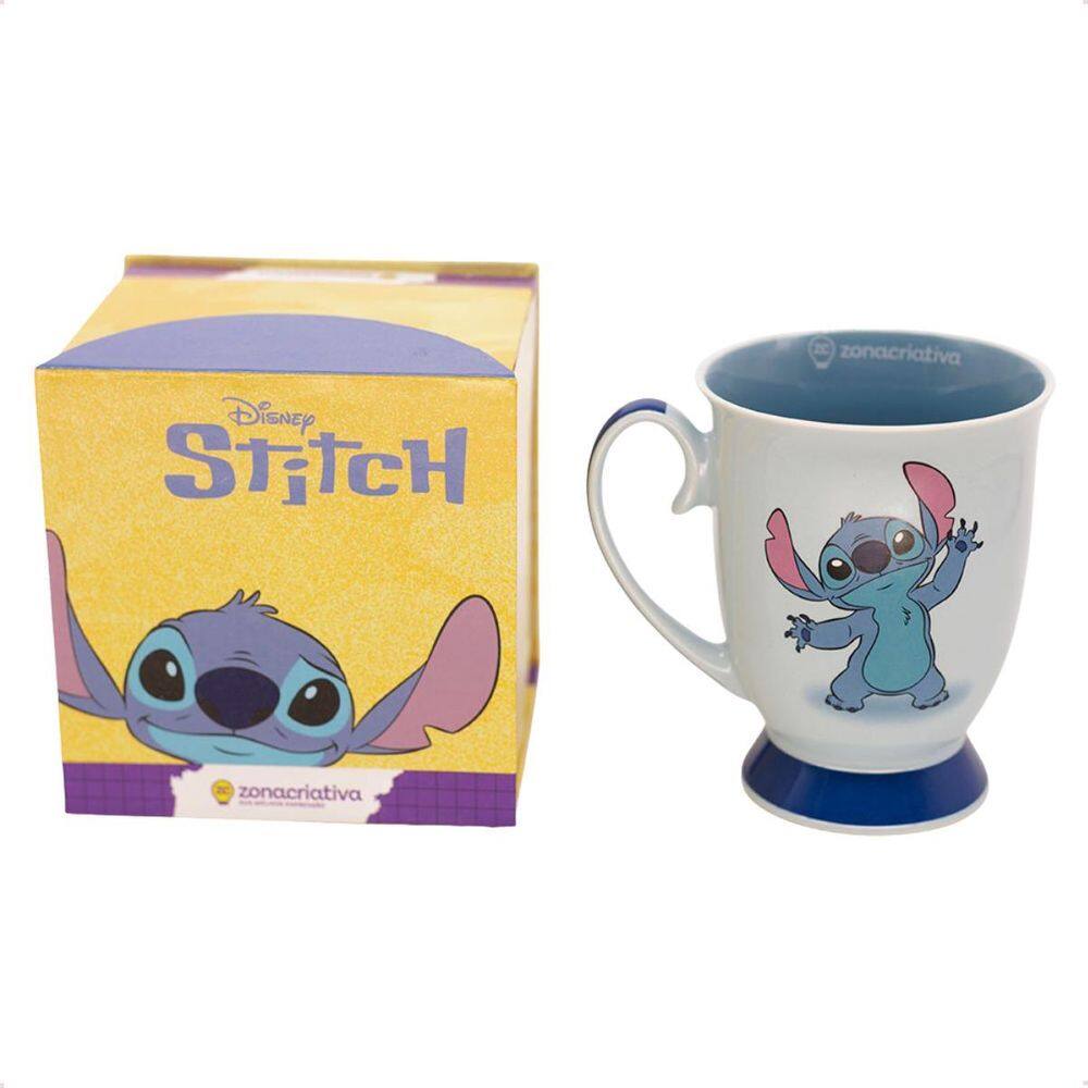 Caneca Stitch Aloha Royal 300Ml Em Cerâmica Azul