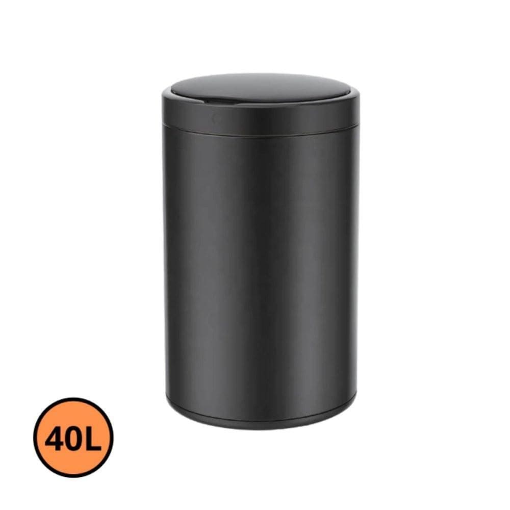 Lixeira Automática Redonda Em Aço 40L Com Sensor-Preta
