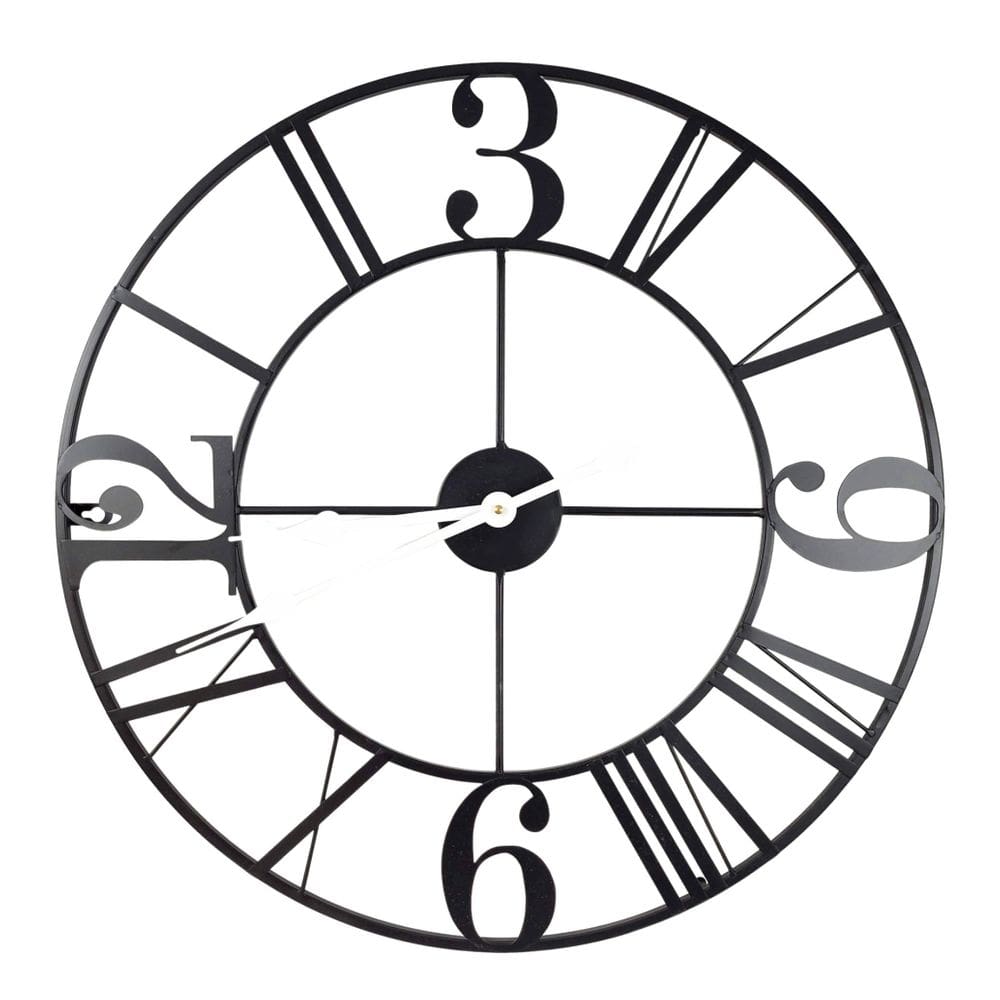 Relógio De Parede Metal Preto 60Cm Redondo Decorativo