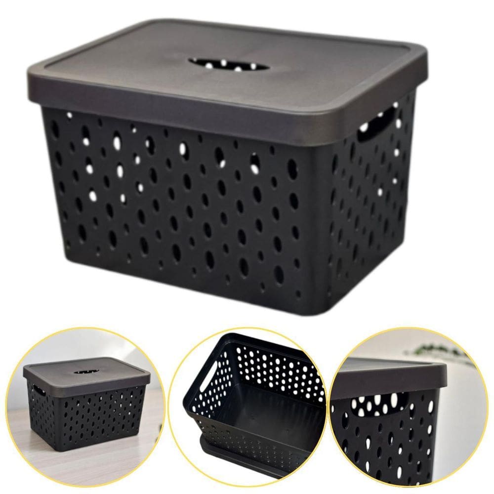 Caixa Cesto Organizador Multiuso Empilhável 17 L Cor Preto