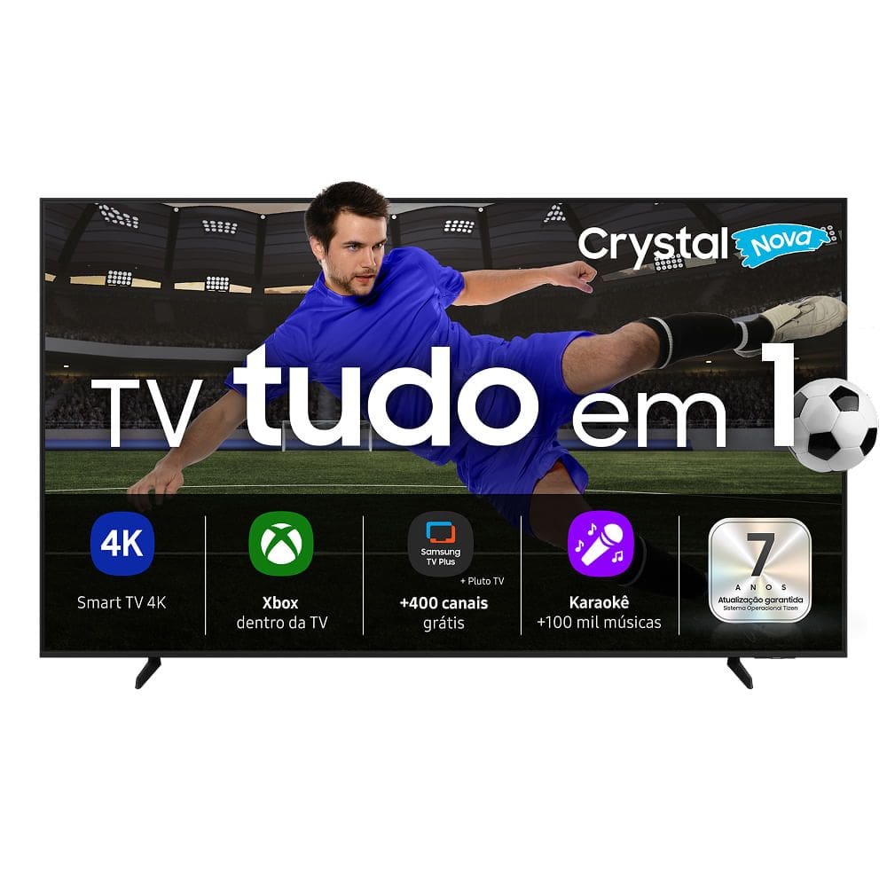Samsung Smart TV 55” Crystal UHD 4K U8100F 2025, Xbox Cloud Gaming, Canais Gratuitos, Alexa