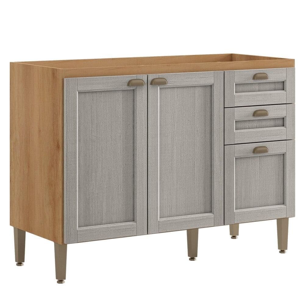 Balcão de Cozinha 2 Portas THB Royal, Capuccino e Nordic 120 cm