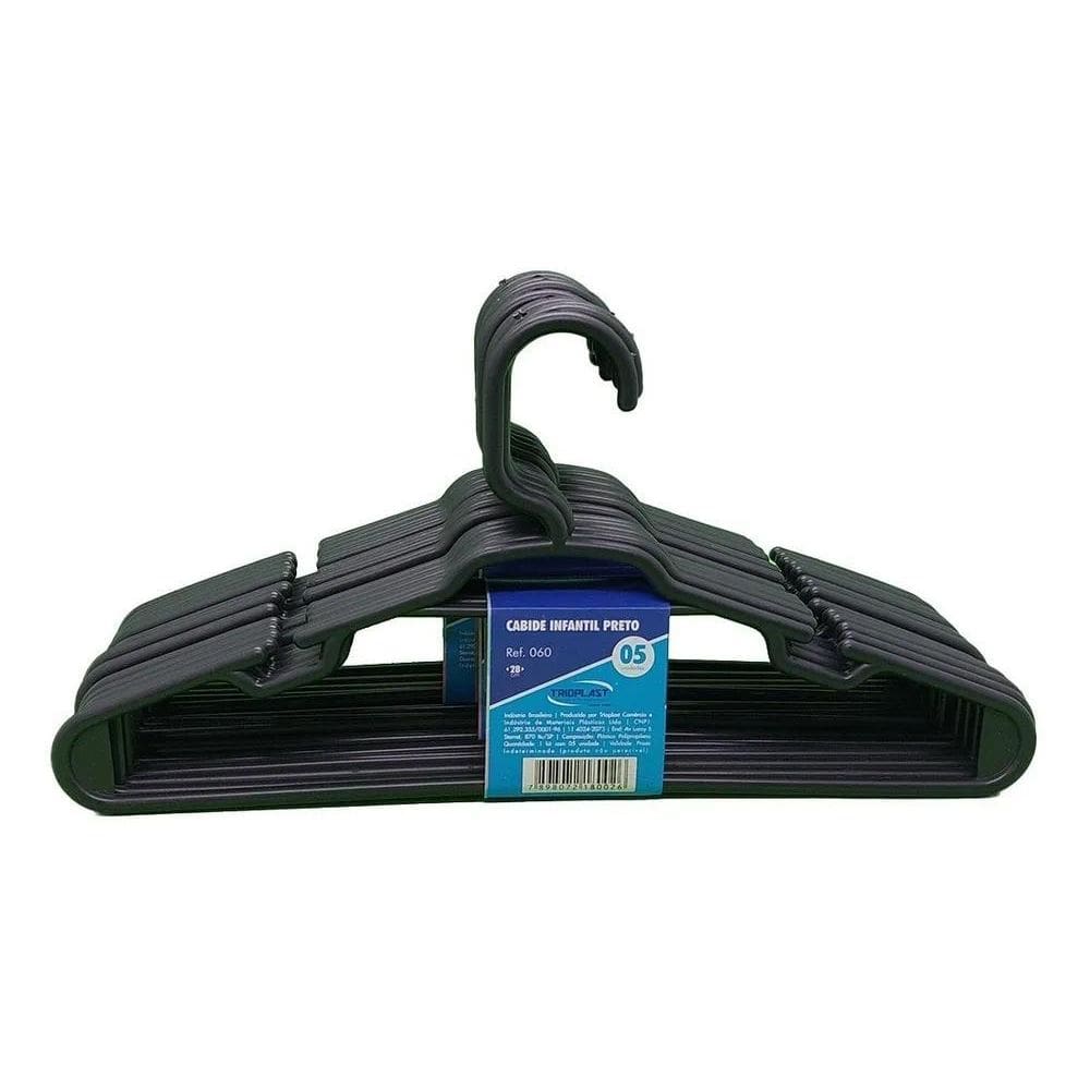 Kit 30 Unidades Cabide Infantil Bebê Reforçado Preto