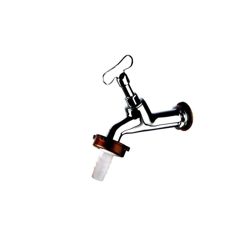 Torneira Tanque Jardim Longa Chaveta Cromado Metal C/Bico