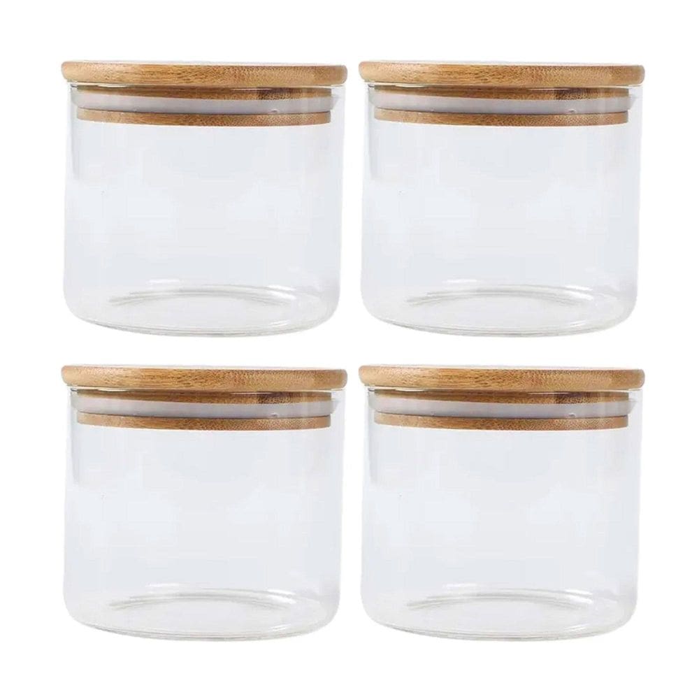 Kit 4 Pote Hermético Com Tampa De Bambu 250 Ml Vidro