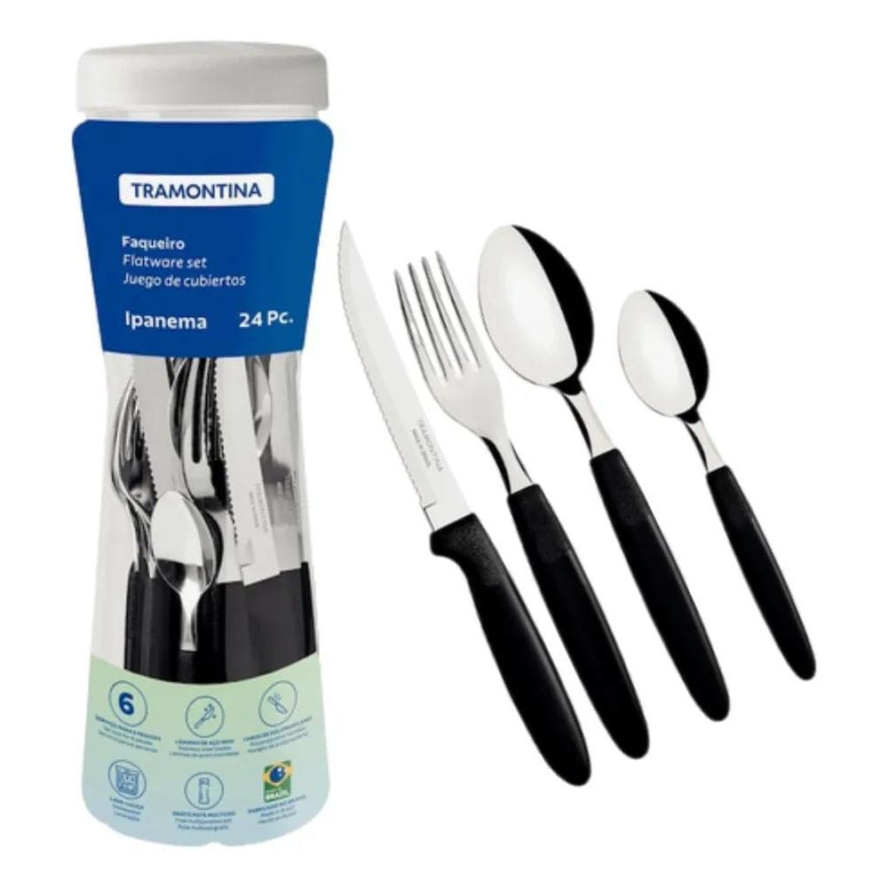2X Conjunto Talheres Tramontina 24 Peças Ipanema Faqueiro Pr