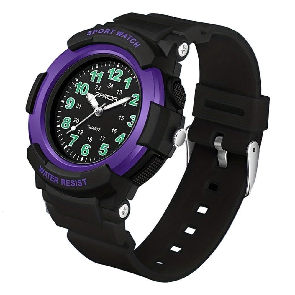 Relógio De Quartzo Sandavisor Analógico Minimalista Preto Roxo