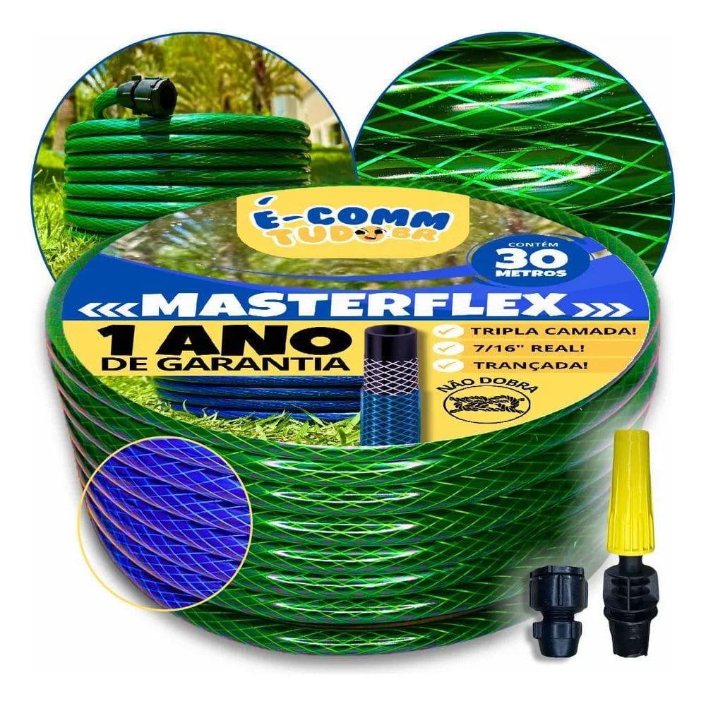 2X Mangueira De Jardim 30M Metros Reforçada Trançada Não Dob