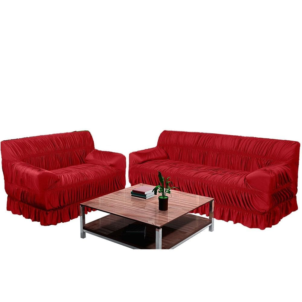 Capa De Sofá Em Malha 2 E 3 Lugares 21 Elásticos - Vermelho