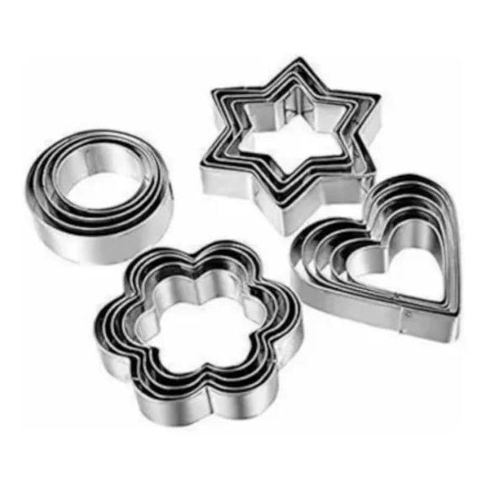 2X Conjunto De Cortadores De Biscoito - Inox - 20 Peças