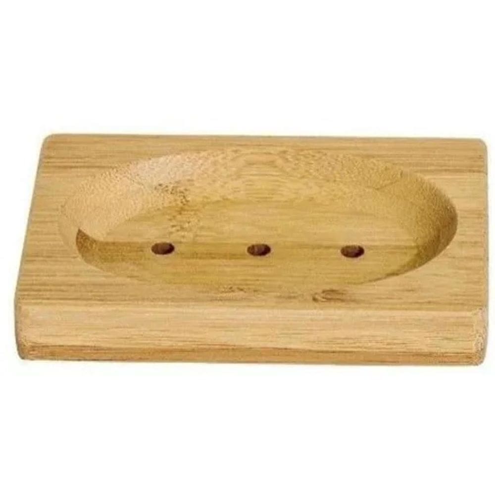 3X Saboneteira Porta Sabonete Em Bambu Para Pia De Banheiro