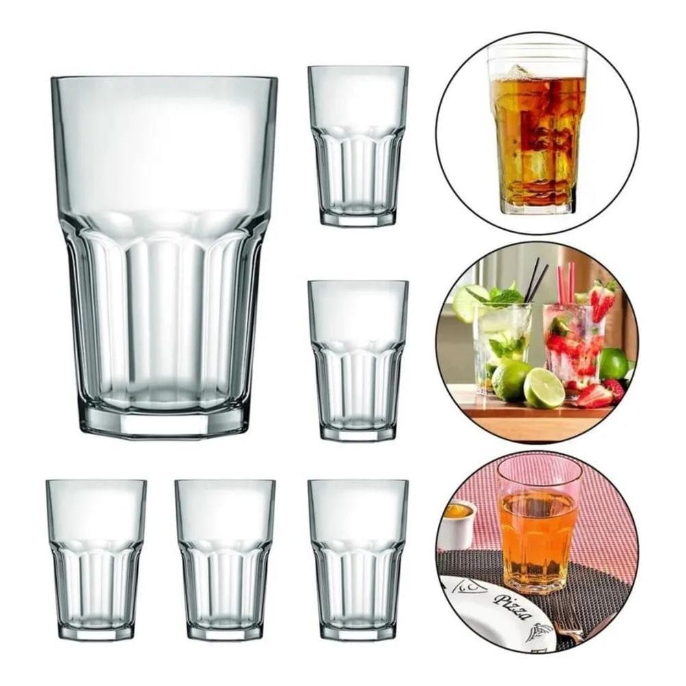 2X Dynasty Jogo De Copos Altos Dover Em Vidro 300 Ml 6 Peças