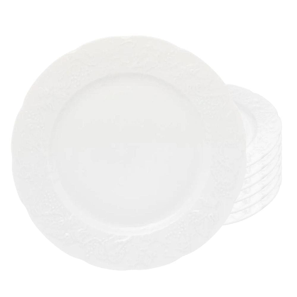 Jogo De Pratos Fundo Kit 6 Pcs 22Cm Branco Limoges Vendange