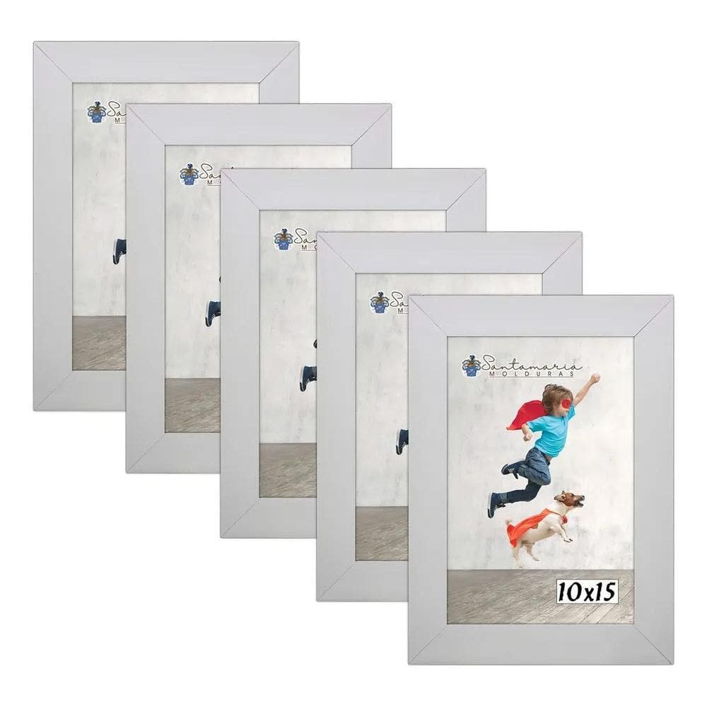 Kit 5 Porta Retrato 10X15 A6  Foto Moldura Branco Lis