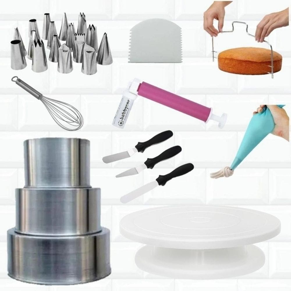 Kit Confeitaria Bailarina Espatulas Formas Pulverizador Bico