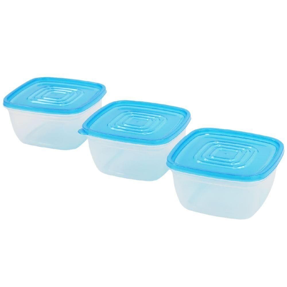 Organizador Prático: Conjunto De 3 Potes Quadrados Com Tampa Para Alimentos