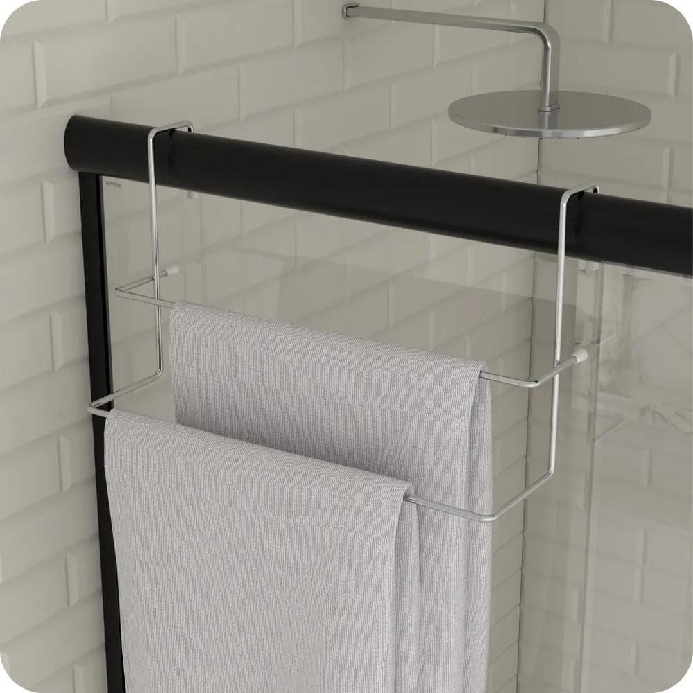 2X Porta Toalha De Box Suporte Duplo Porta Toalhas Cromado A