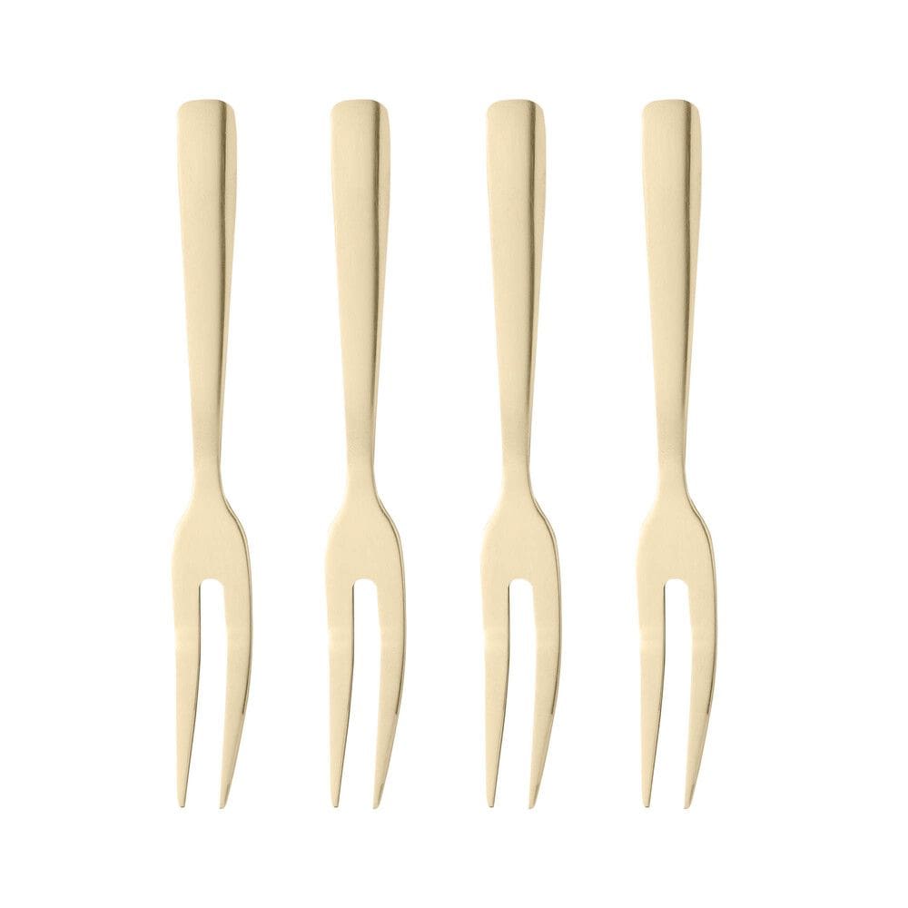 Conjunto 4 Garfos Aço Inox para Aperitivo Dourado Wolff