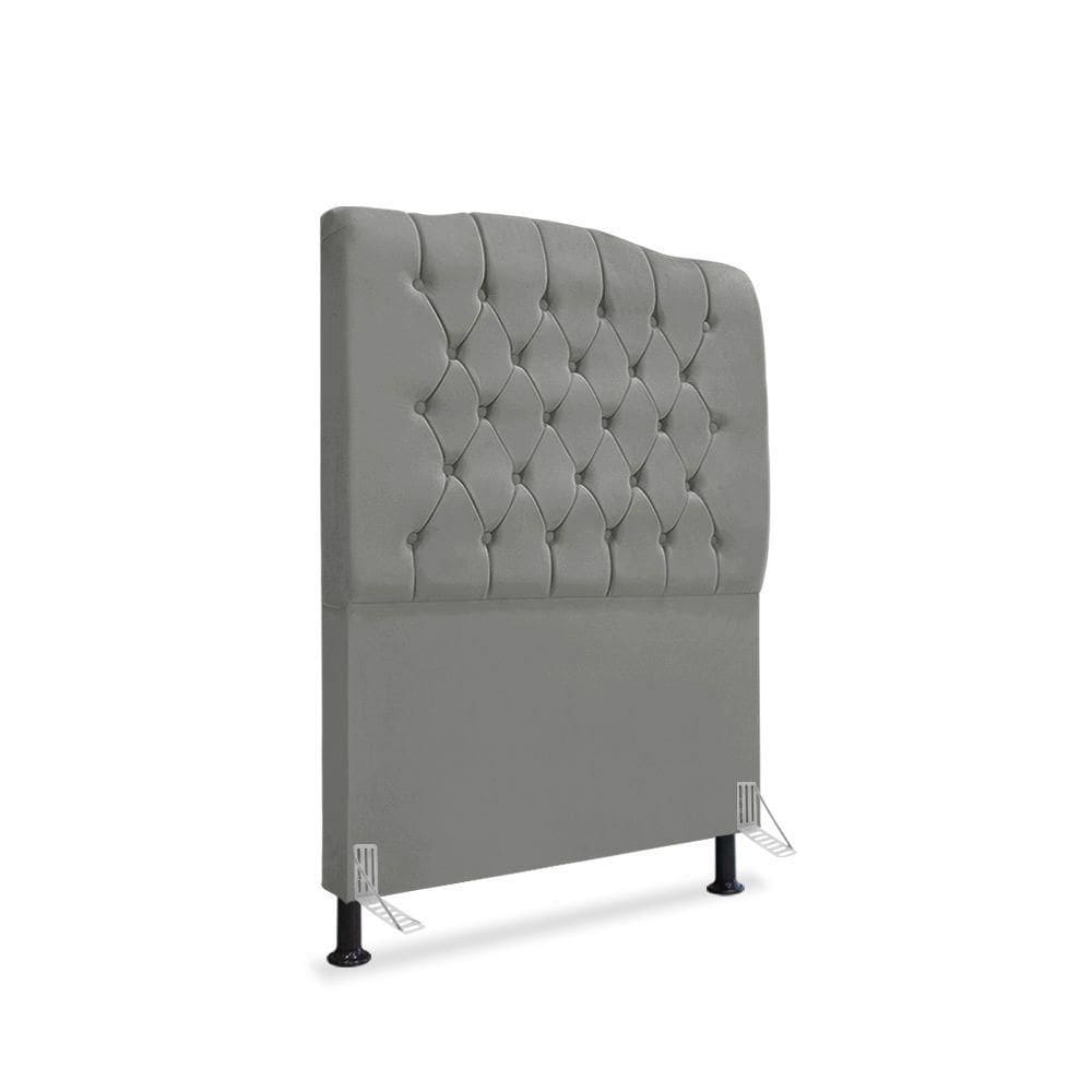 Cabeceira De Cama Box Solteiro 90 Cm Dunas - Veludo Cinza Grafite