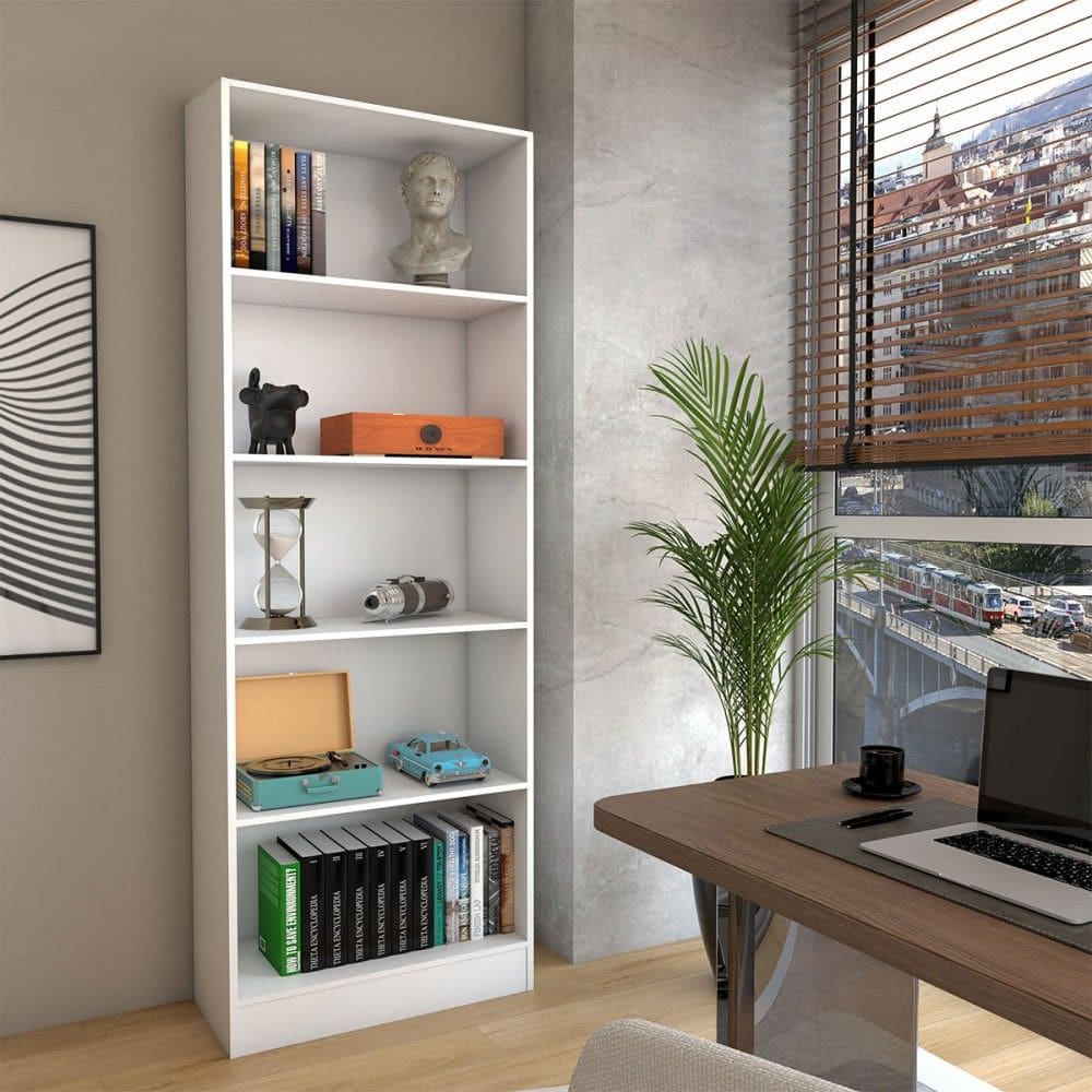 Estante para Livros Alexa 4 Prateleiras Branco - Panorama Móveis