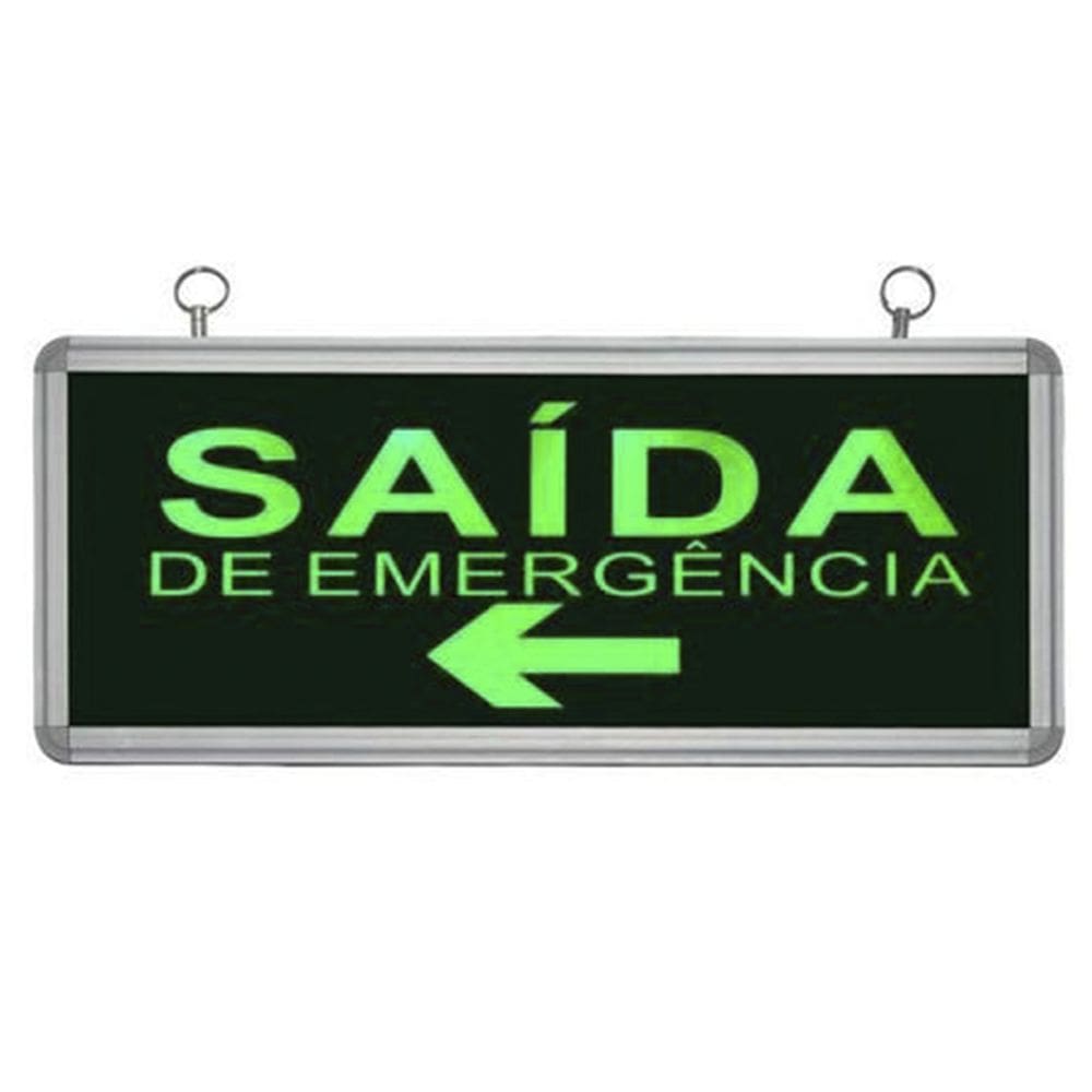 Placa Sinalizaçao Saida de Emergencia Dupla Face Bateria Recarregavel Seta Segurança Bombeiro
