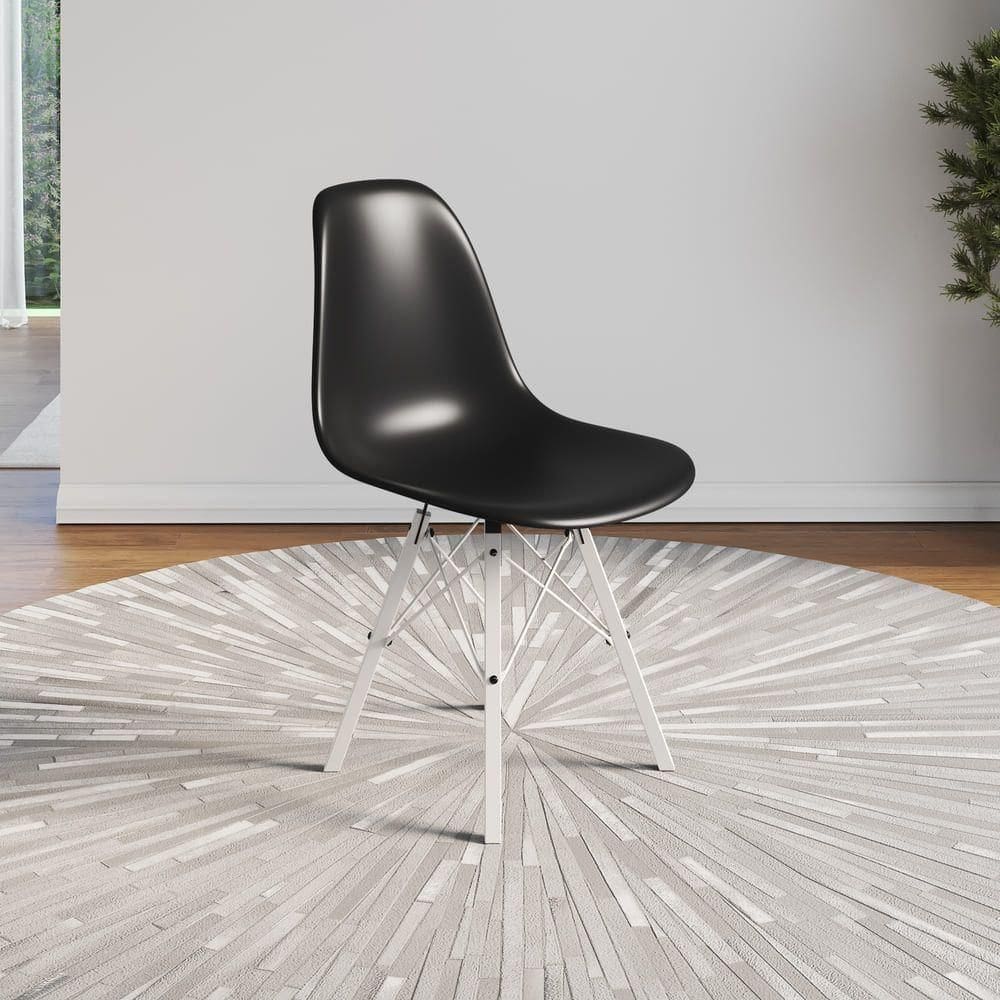Conjunto 4 Cadeiras Eames Tubo Ferro Branco Assento Preto