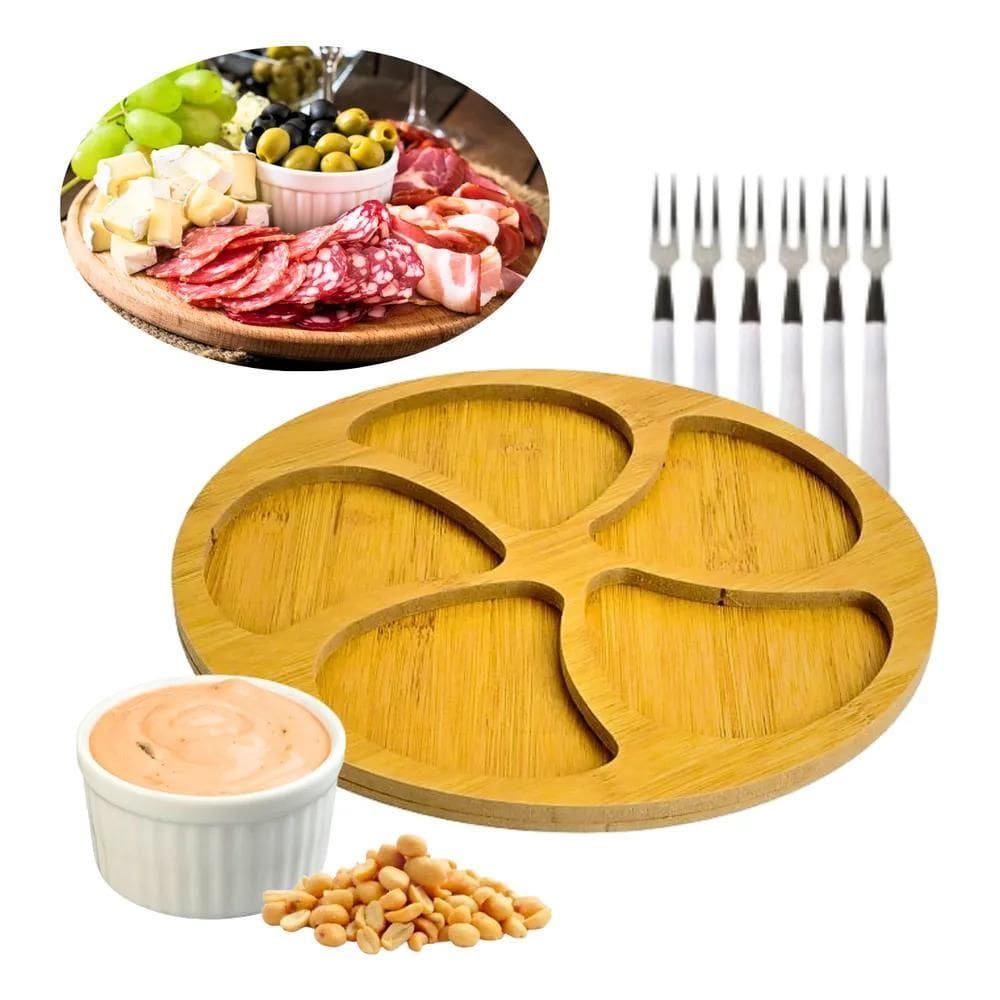 2X Petisqueira + 6 Garfinhos + Ramekim Molheira Tábua Aperit