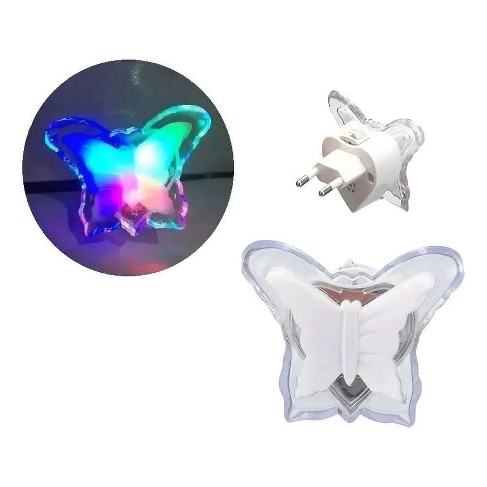 3X Abajur De Tomada Parede Luminária Borboleta Infantil 2020