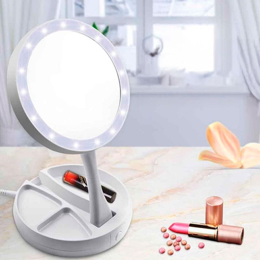 Espelho Led Iluminado Face Dupla Portátil Perfeito Maquiagem