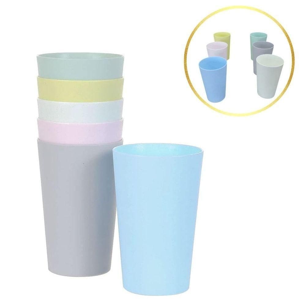 Kit Conjunto 6 Copos Plástico 400ml Multicolorido