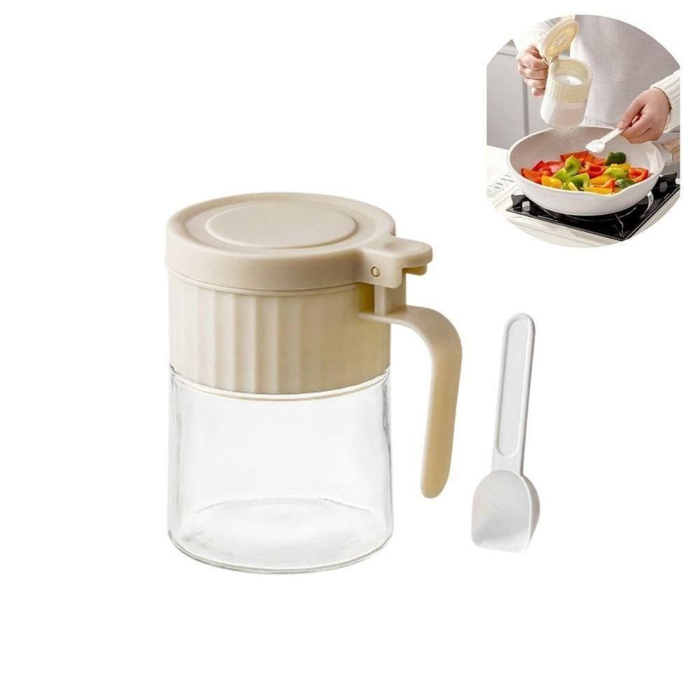 Porta Condimentos Redondo Vidro Com Colher 280ml