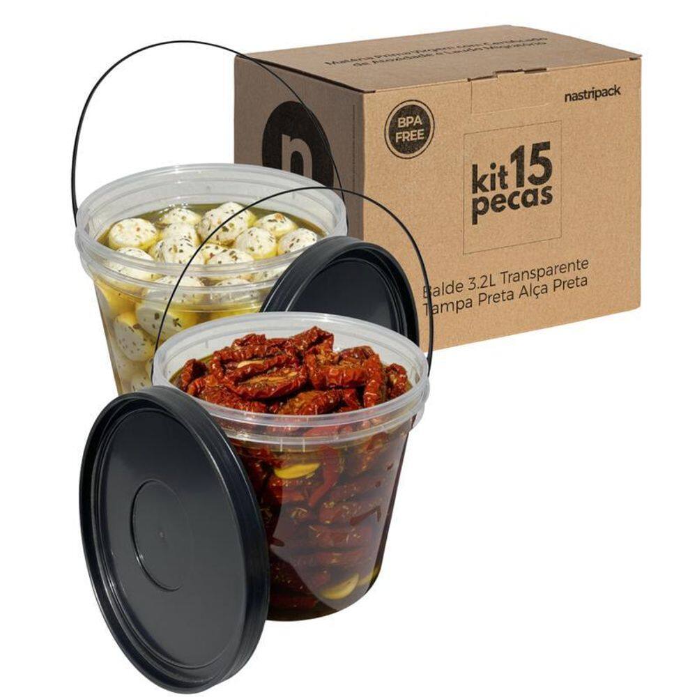 Balde Para Utensílios De Cozinha Transparente 3.2L - 15 Pçs