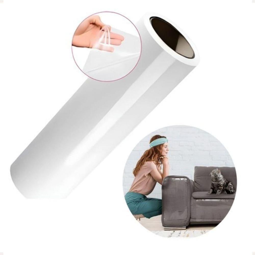 Rolo Filme Anti Arranhão Protetor Adesivo Gato Sofá Arranhões Transparente 45cm X 5 Metros