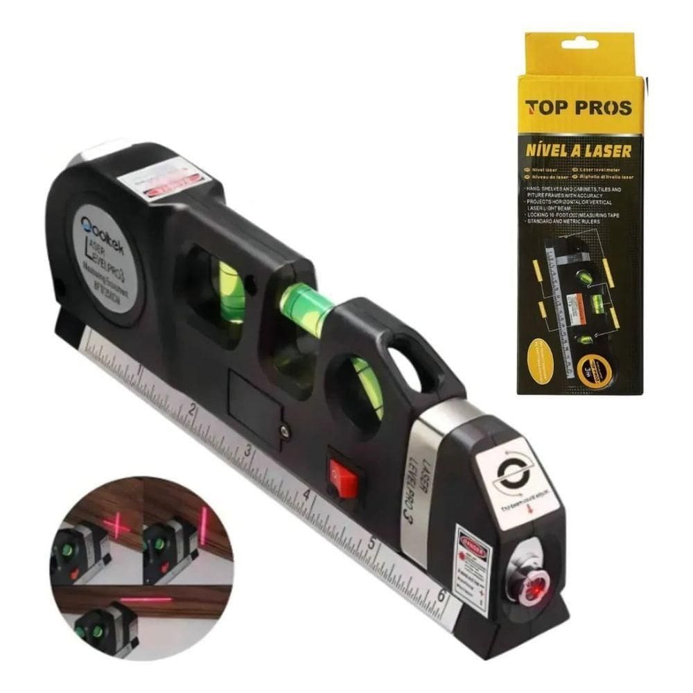 Nível Laser 3 Em 1 Trena 3 Metros 3 Estágios Nivelador