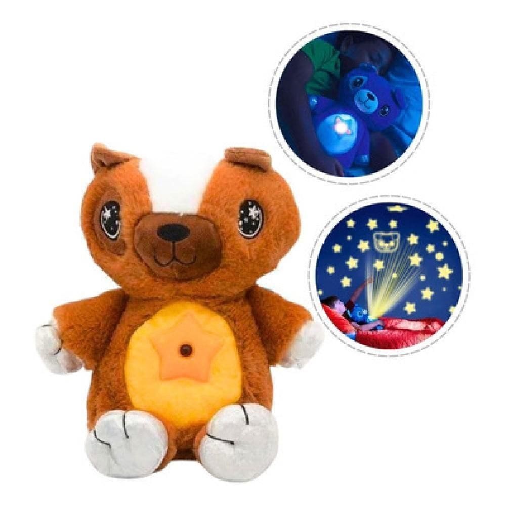 Urso Luminaria De Pelucia Musical Projetor Estrelas Ceu Teto Abajur Infantil Bebe Brinquedo Marrom